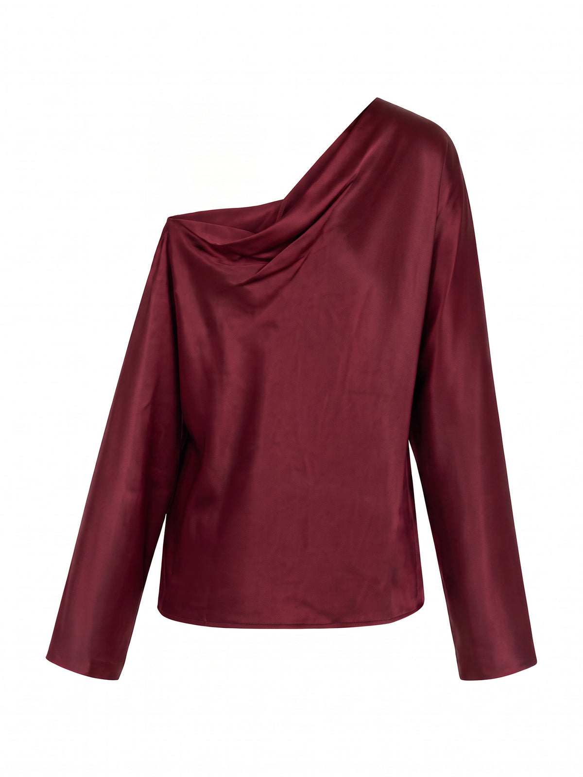 Off-Shoulder Long Sleeve Silk Top