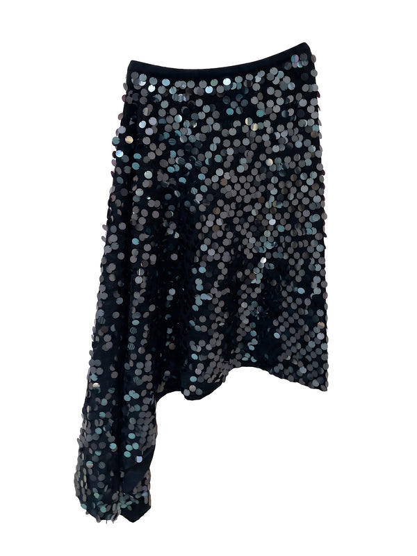 Delania Sequin Asymmetric Midi Skirt