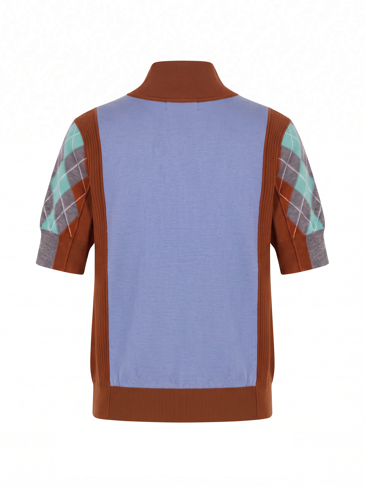 Melani Argyle Merino Short-Sleeve Sweater