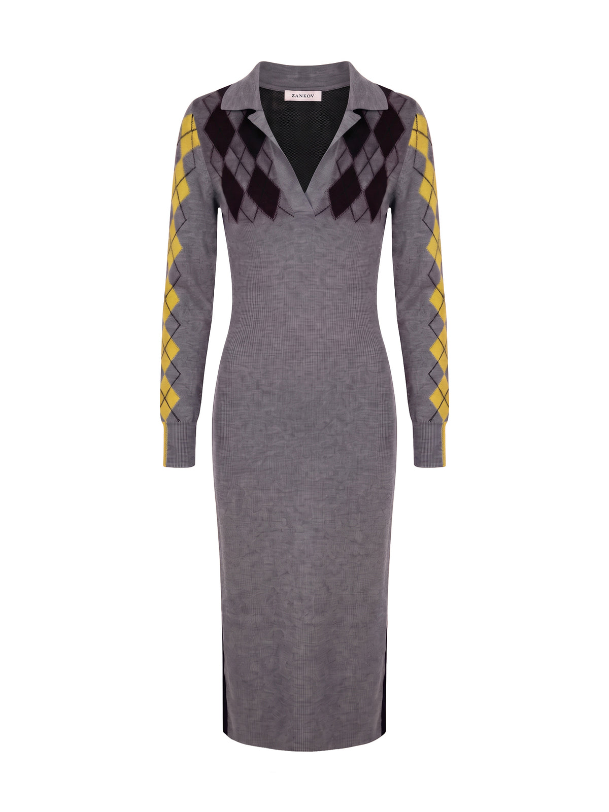Raisa Argyle Merino Midi Dress