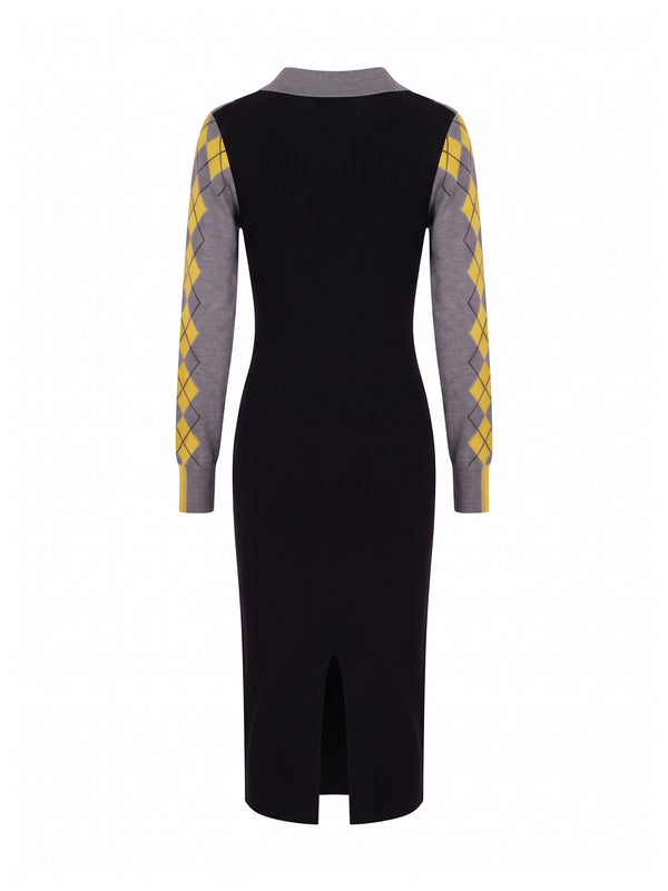 Raisa Argyle Merino Midi Dress