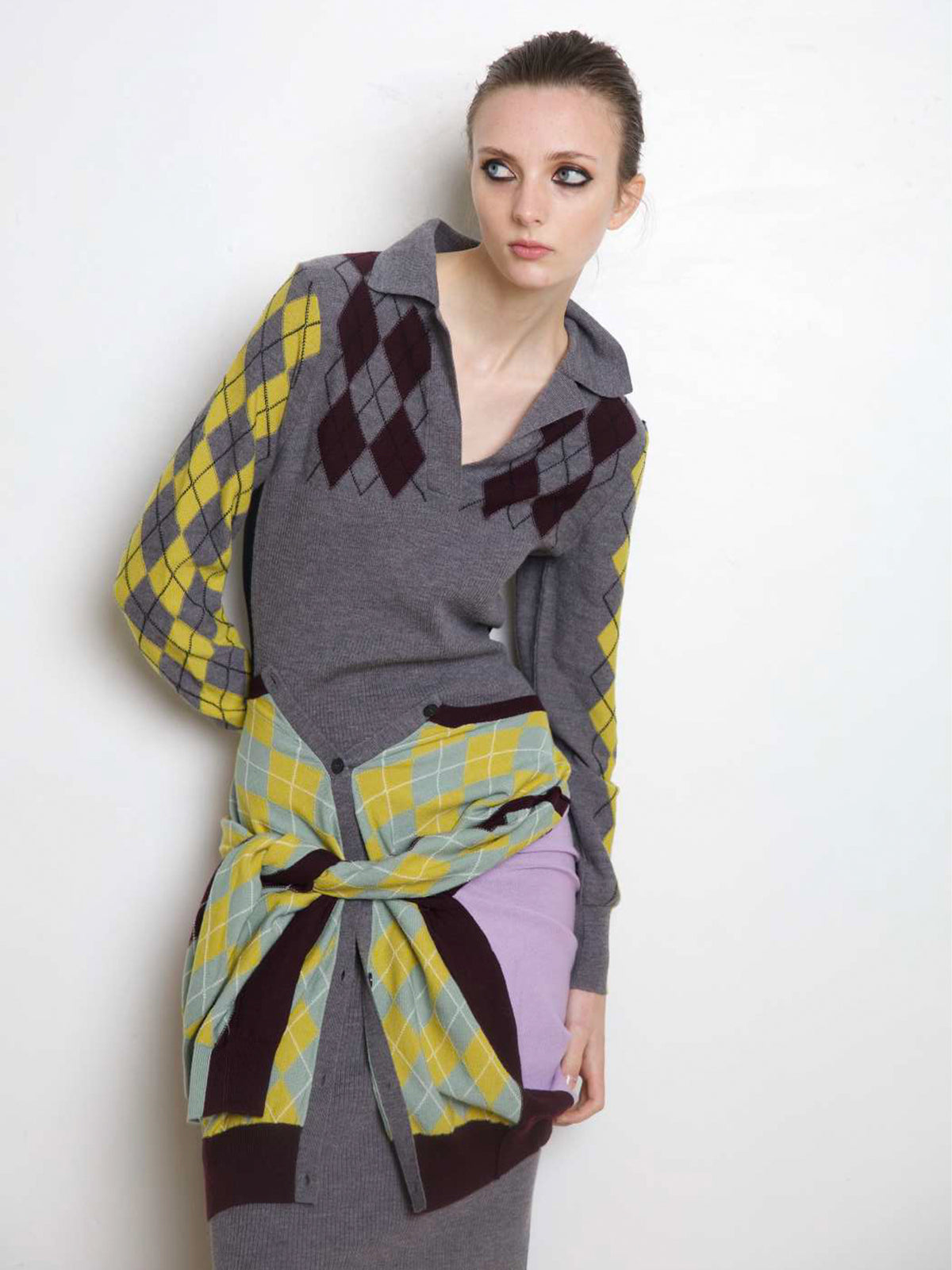 Raisa Argyle Merino Midi Dress