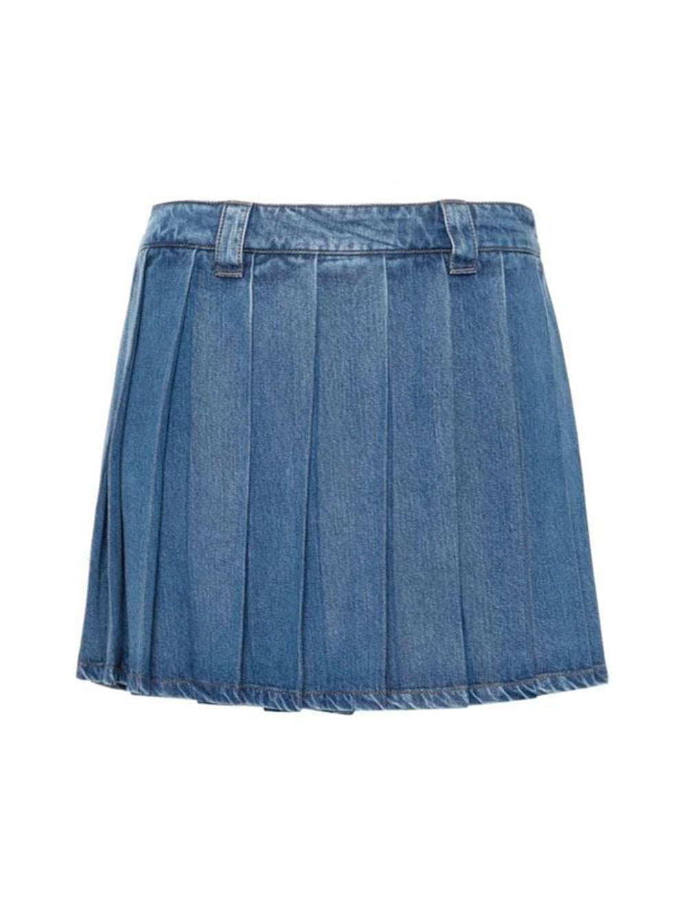 Miu Miu Denim Pleated Mini Skirt Kirna Zabete