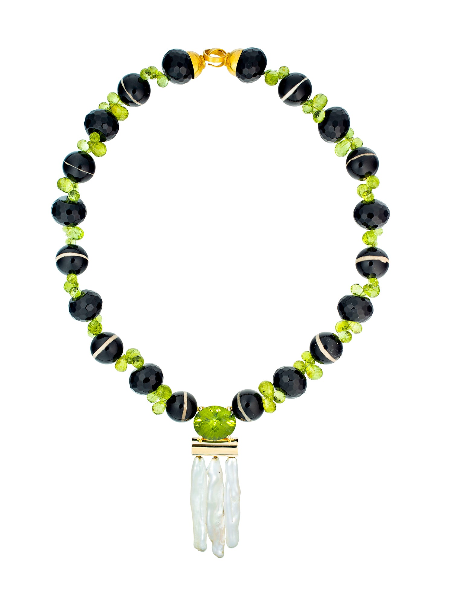 Agate and Onyx Beaded Necklace