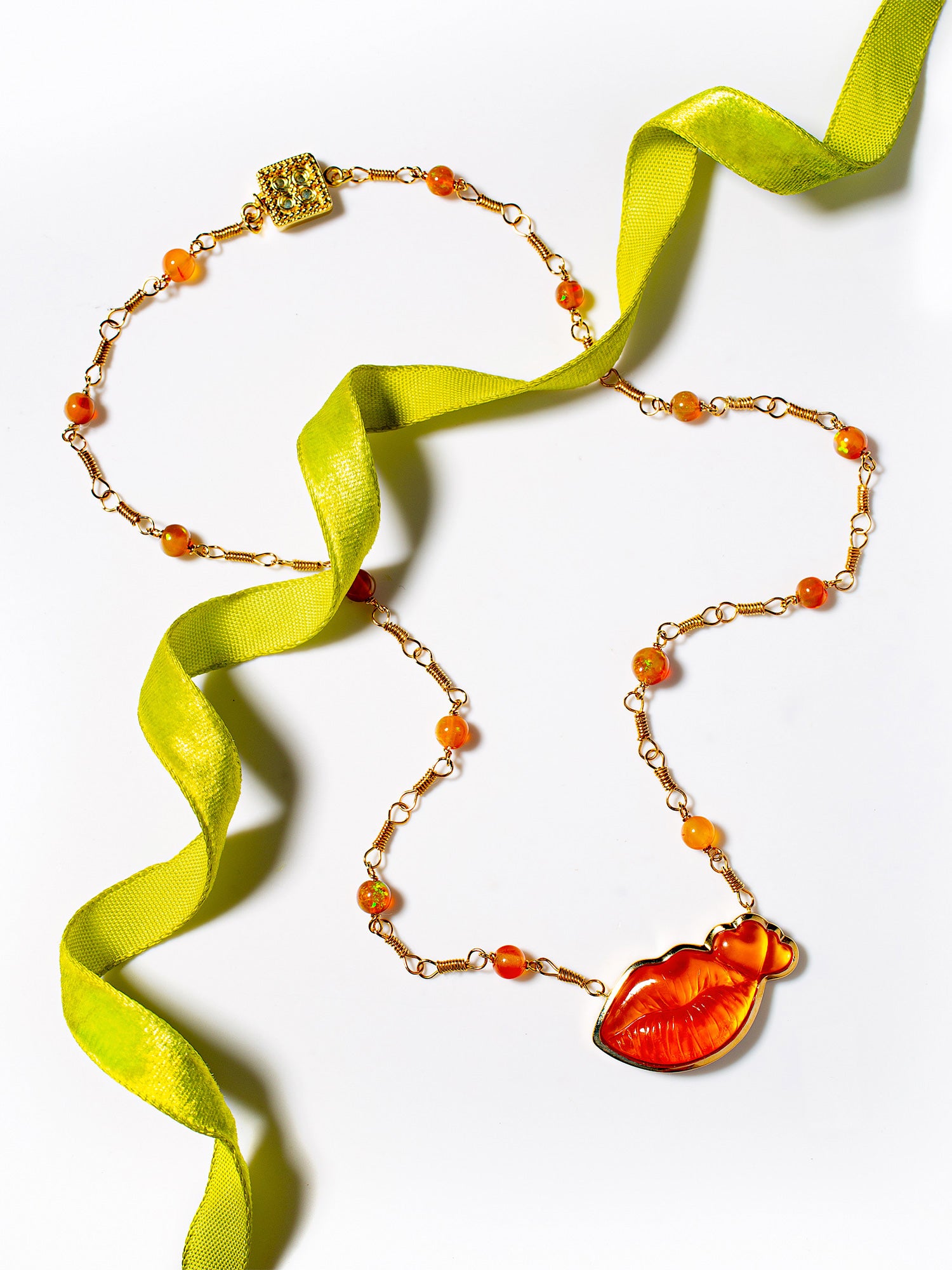Fire Opal Lip Necklace