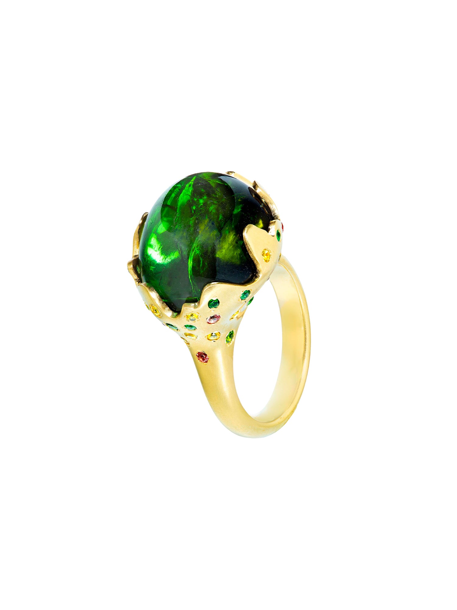 Green Tourmaline Flame Ring