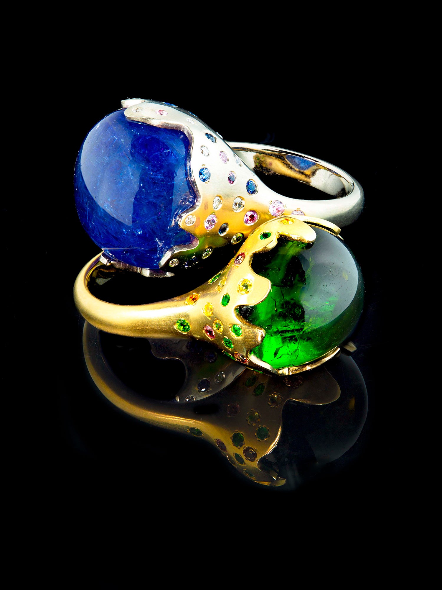 Green Tourmaline Flame Ring