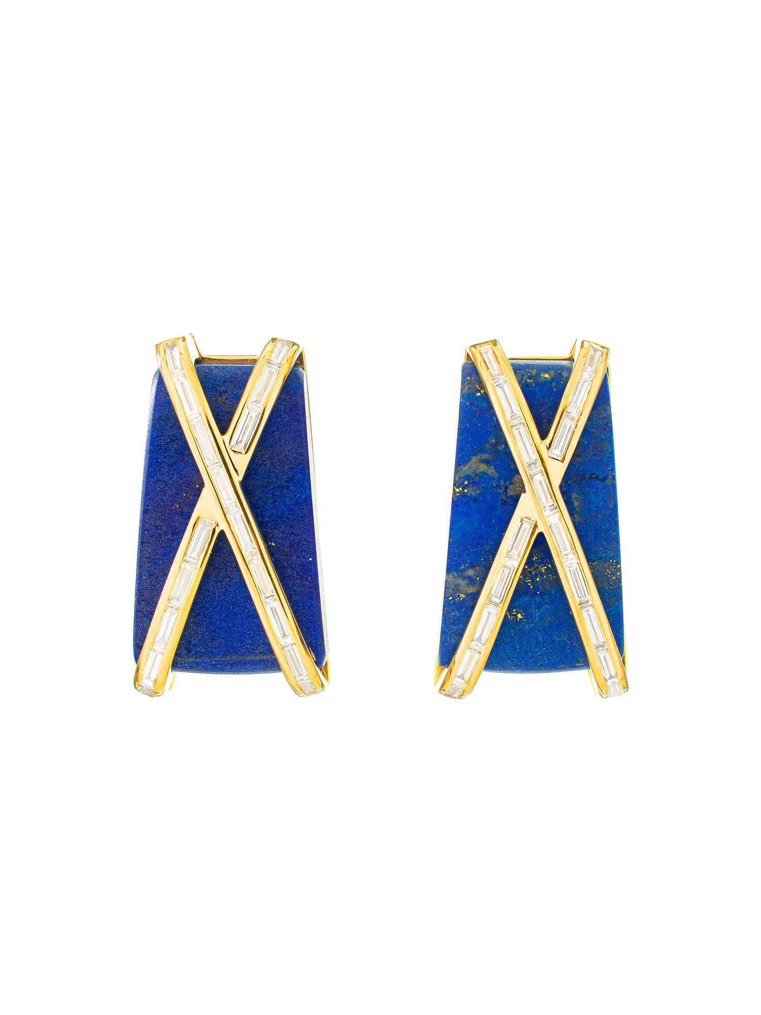 Lapis Lazuli And White Diamond X Earrings