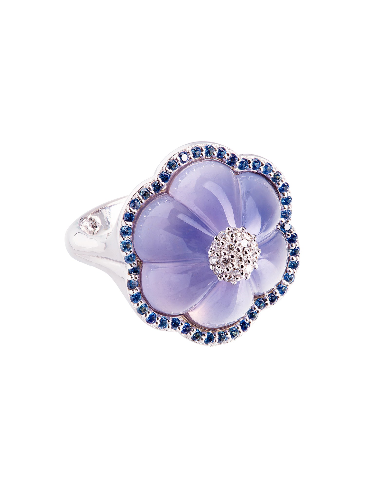 Blue Chalcedony Flower Ring