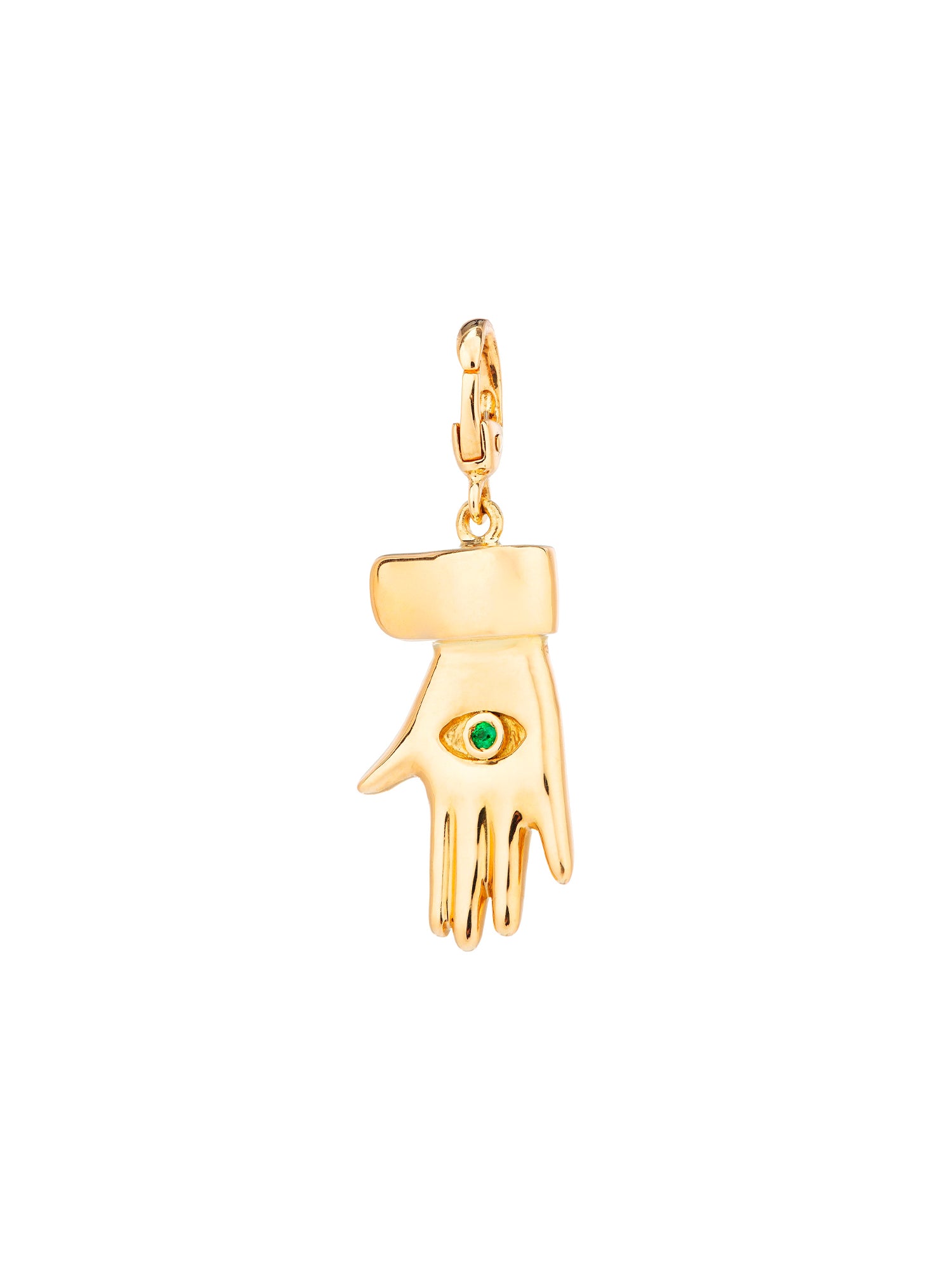 Detachable Solid Hand Pendant with Emerald Eye, Sapphire and White Diamond