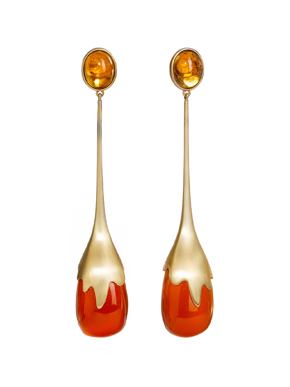 Sculpted Red Agate Drop Earrings