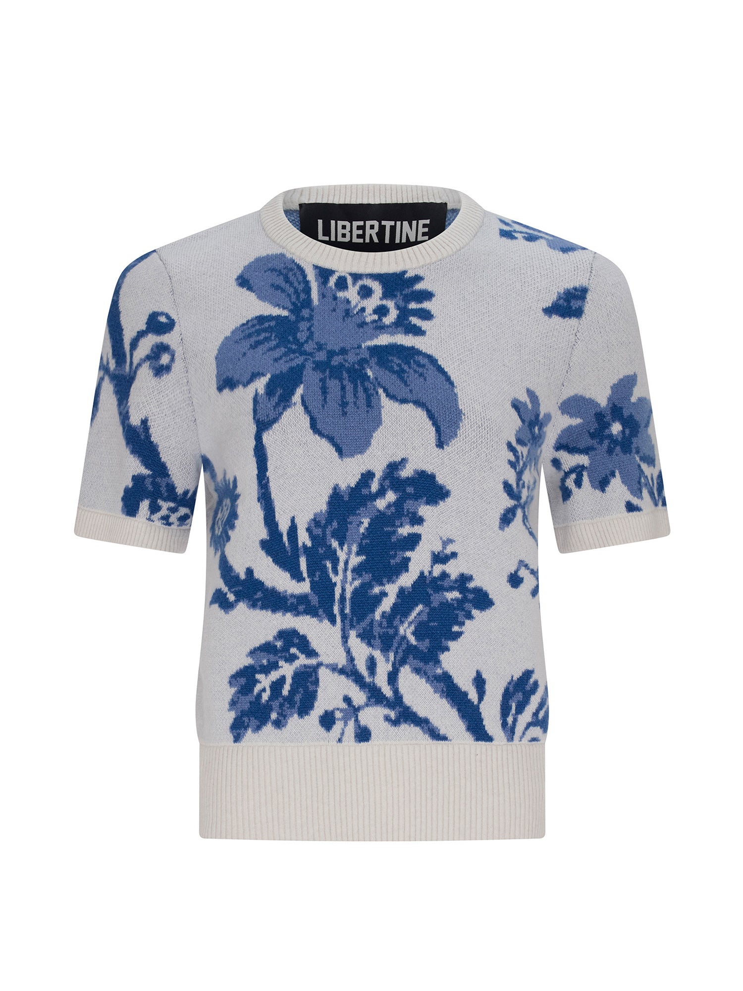Oversized Blue Floral Short Sleeve Pullover