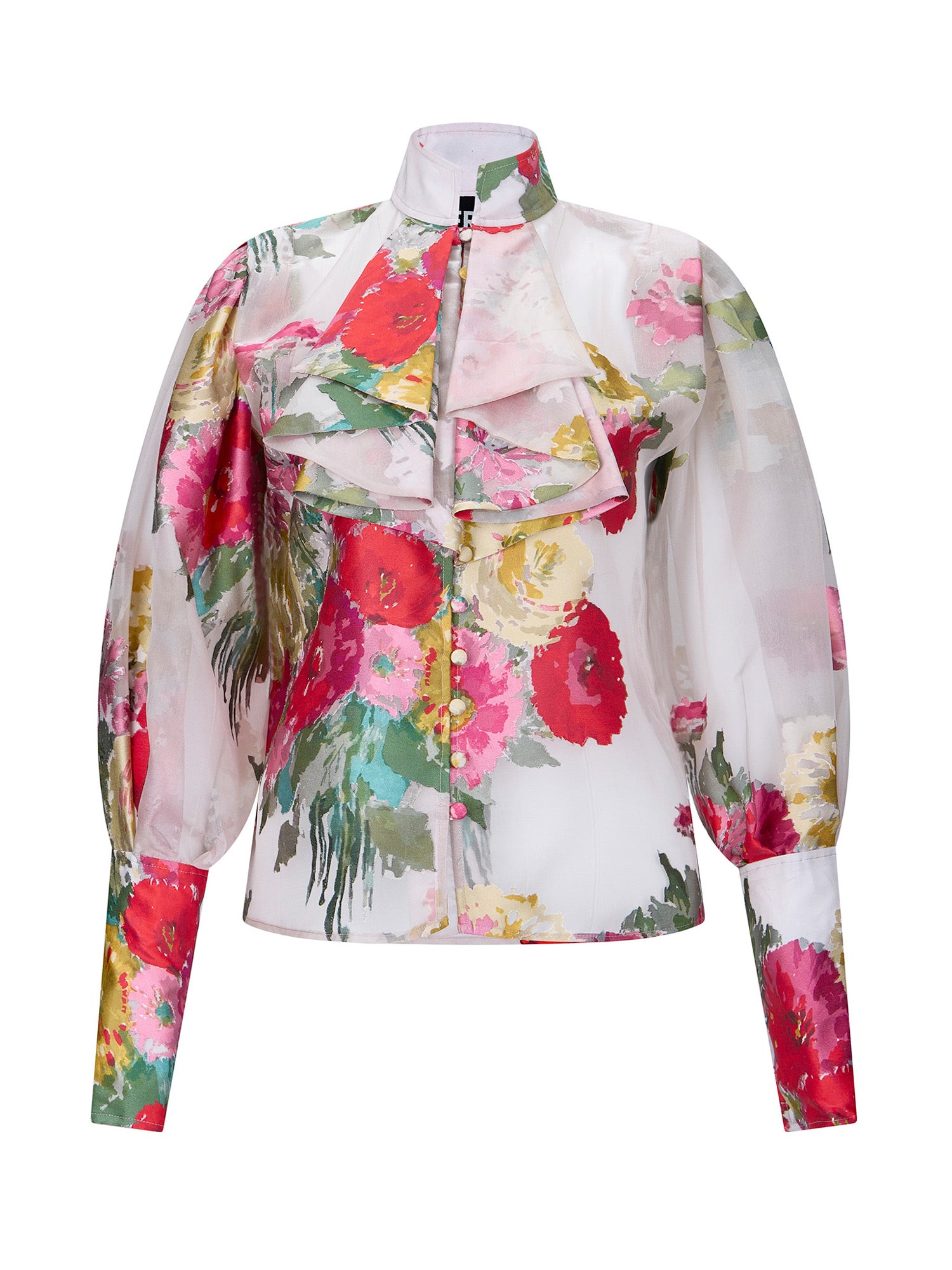 Pat Nixon Silk Bishop Sleeve Blouse