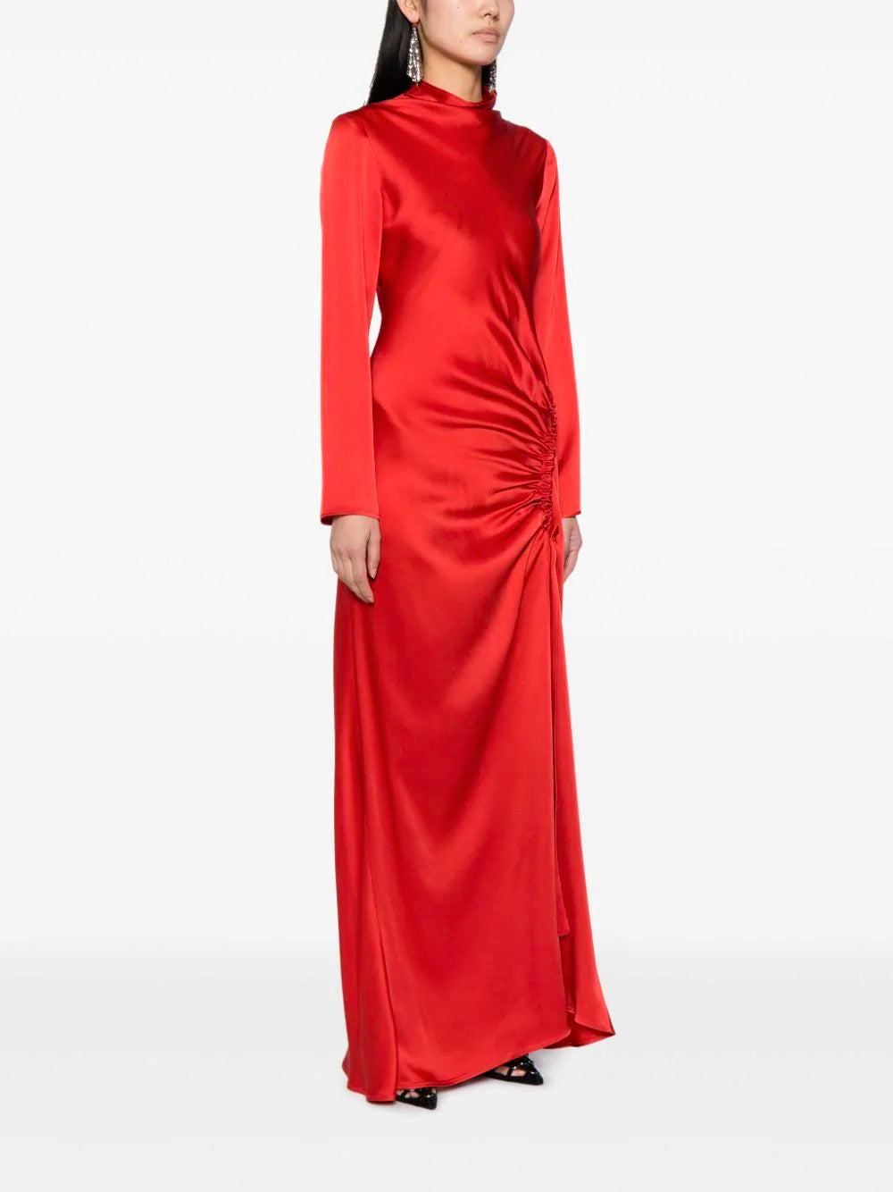 Ruched-Detail Satin Gown