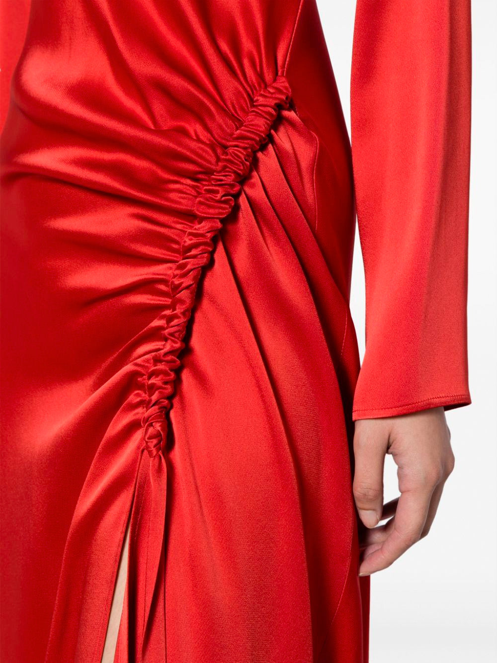 Ruched-Detail Satin Gown