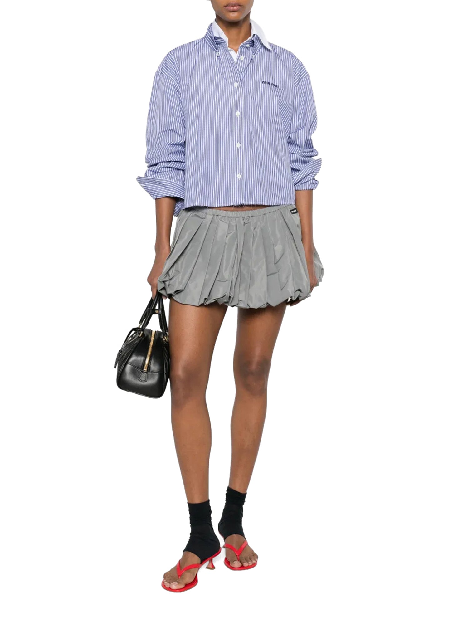 Striped Poplin Cropped Shirt