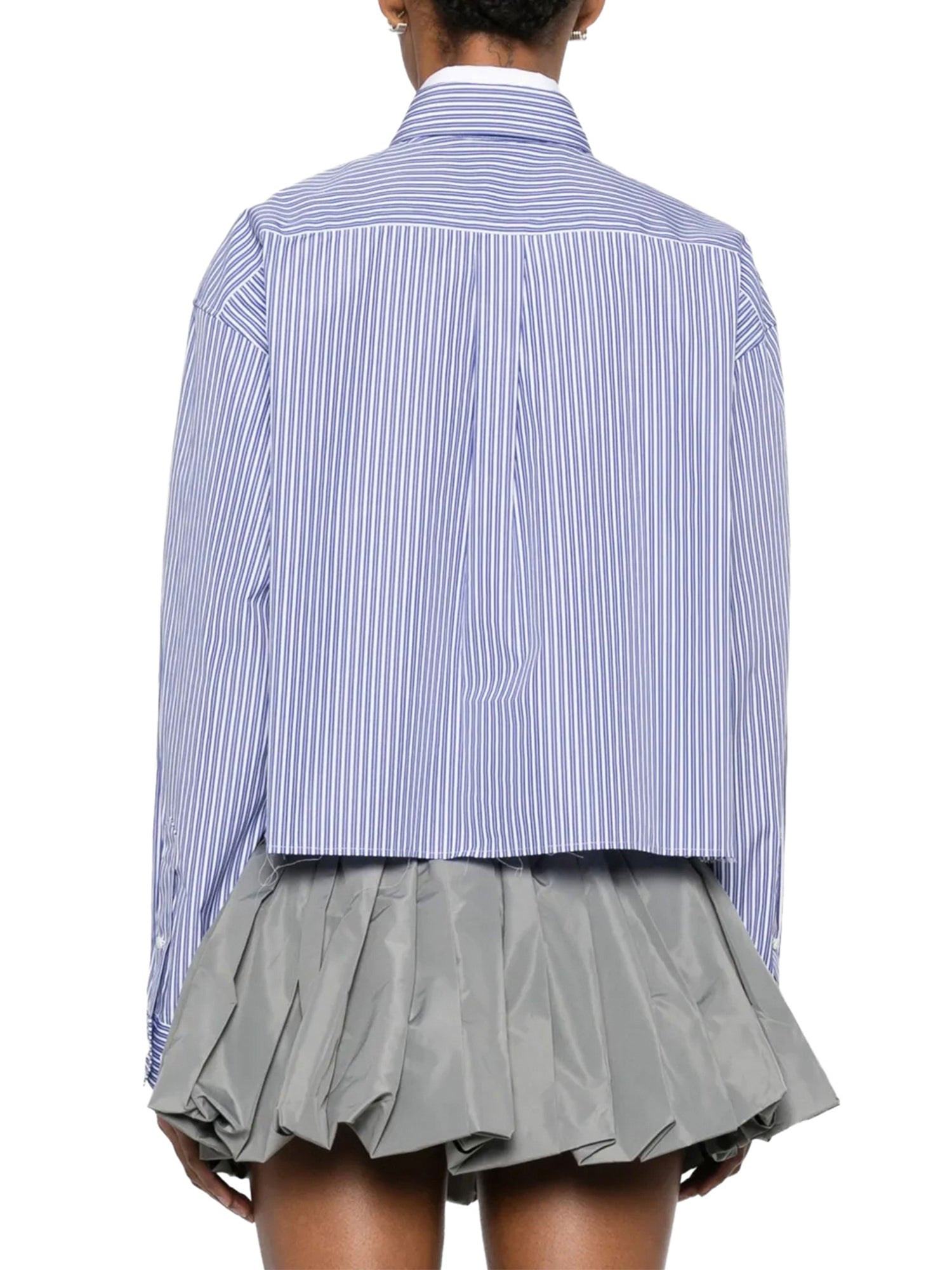 Striped Poplin Cropped Shirt