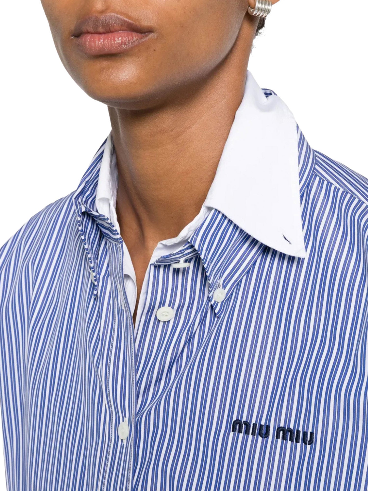 Striped Poplin Cropped Shirt