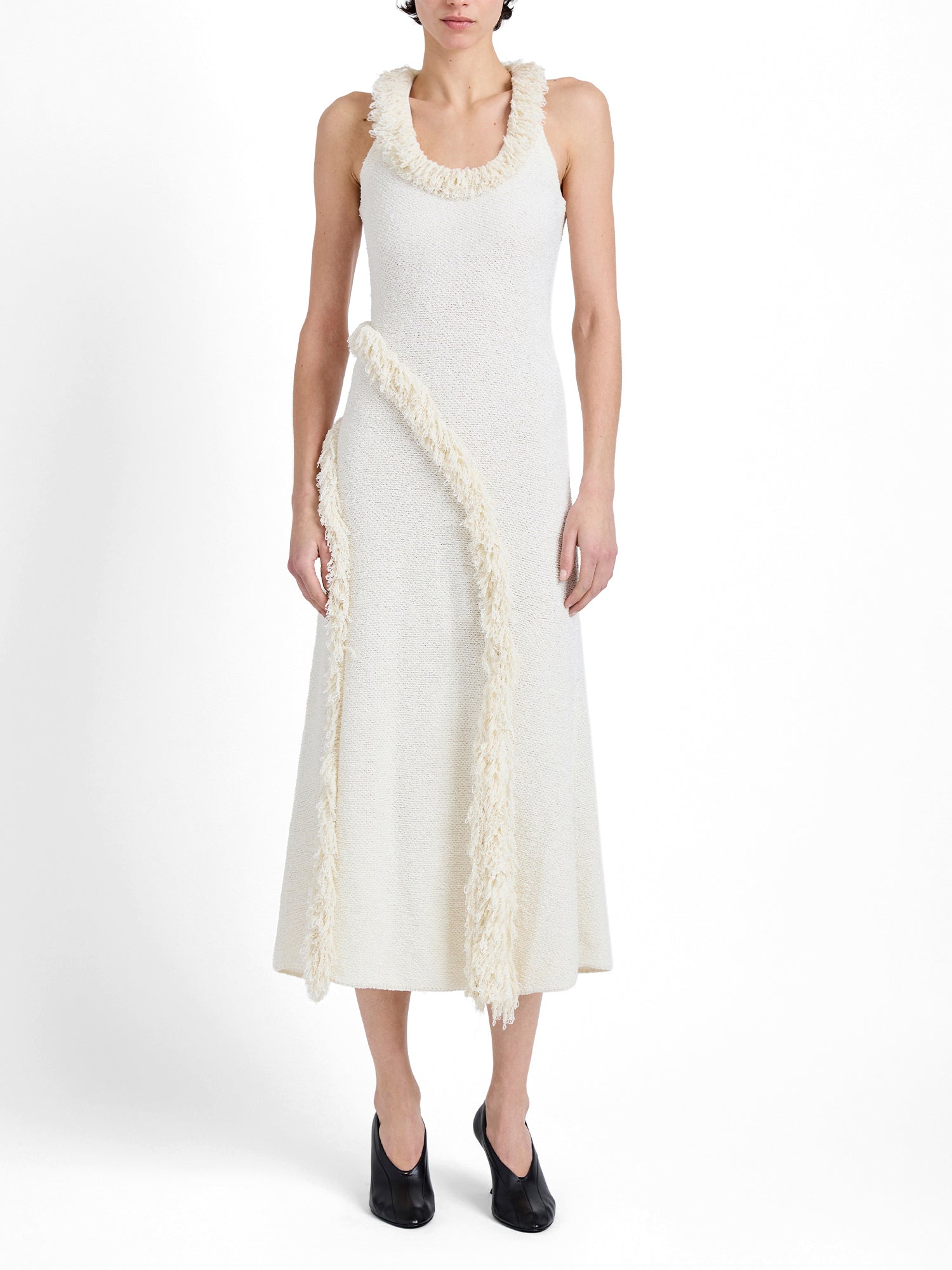 Nilo Dress in Textured Jacquard Off White