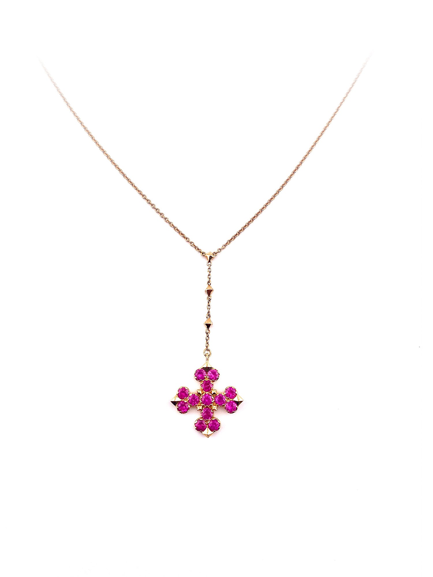 Vajra Dark Pink Sapphire Prayer Necklace
