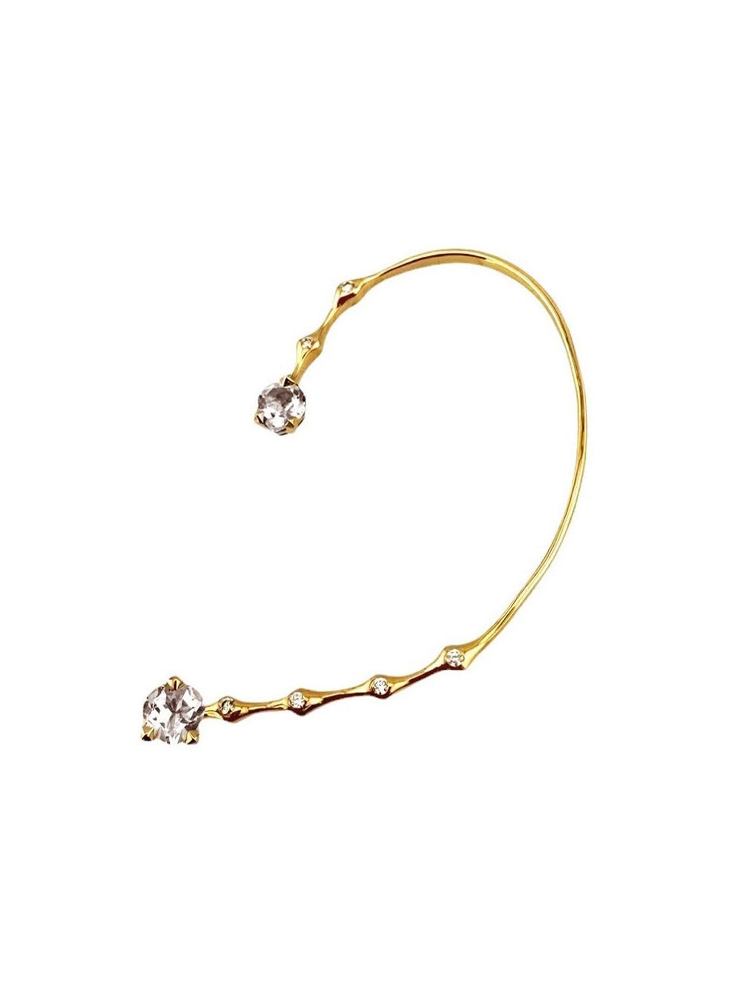 Vajra Diamond & White Topaz Ear Cuff
