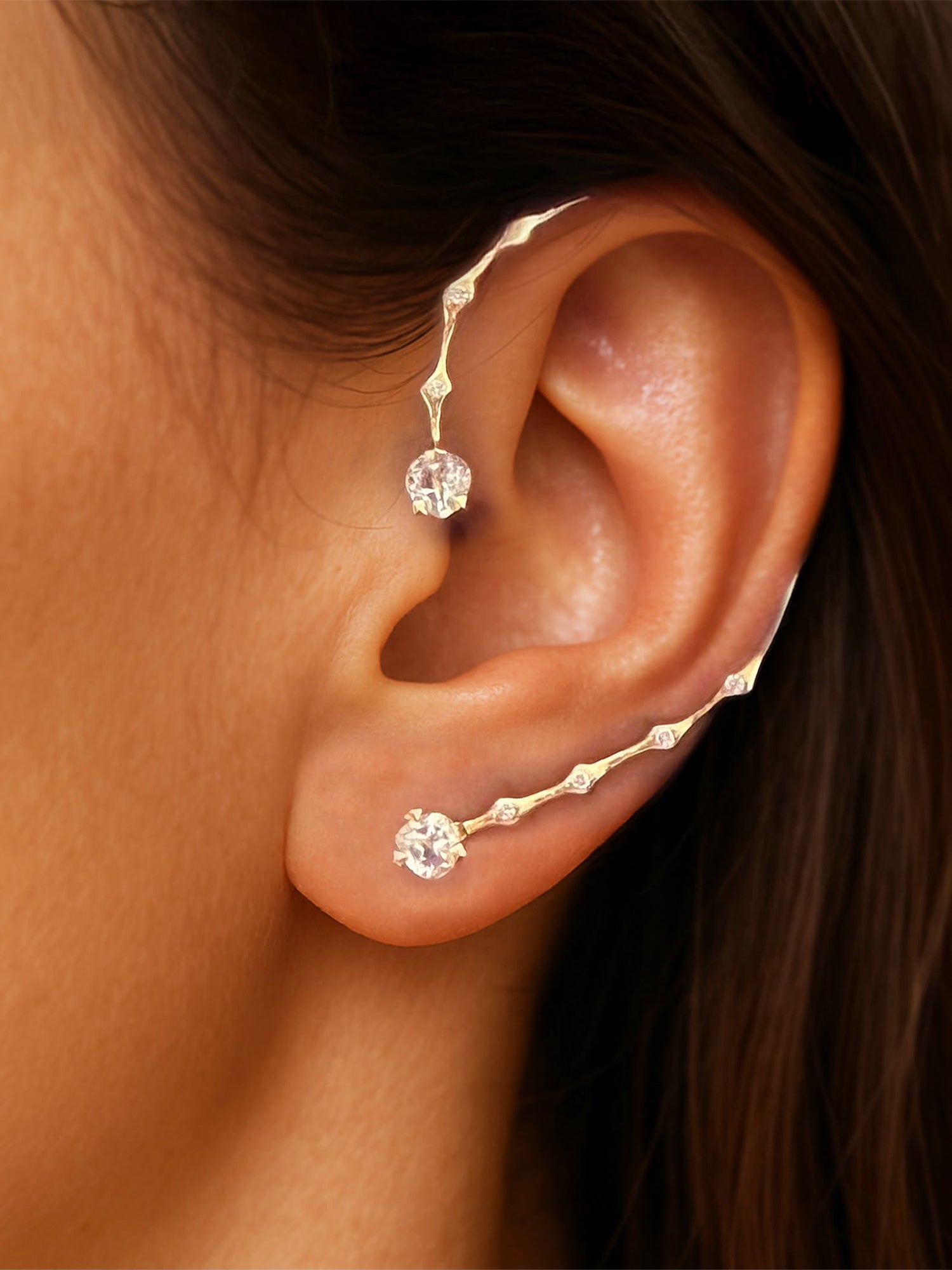Vajra Diamond & White Topaz Ear Cuff