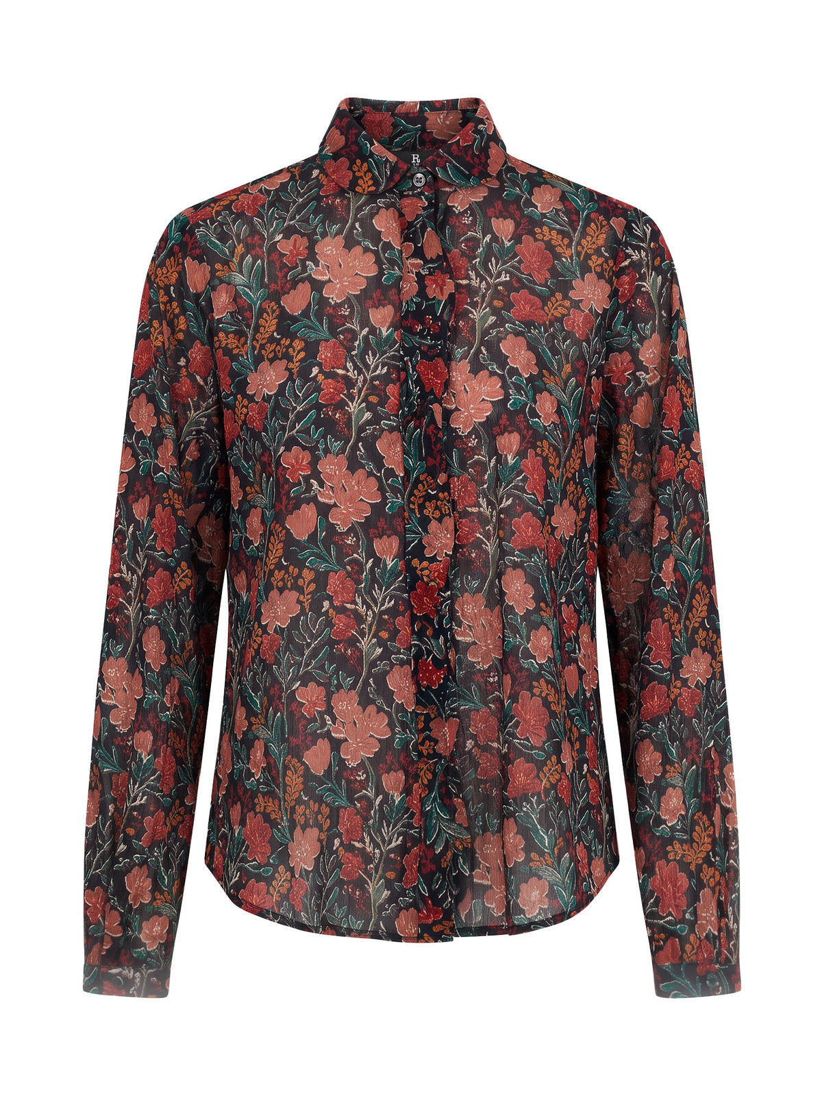 Cotton Floral Shrunken Ruffle Shirt