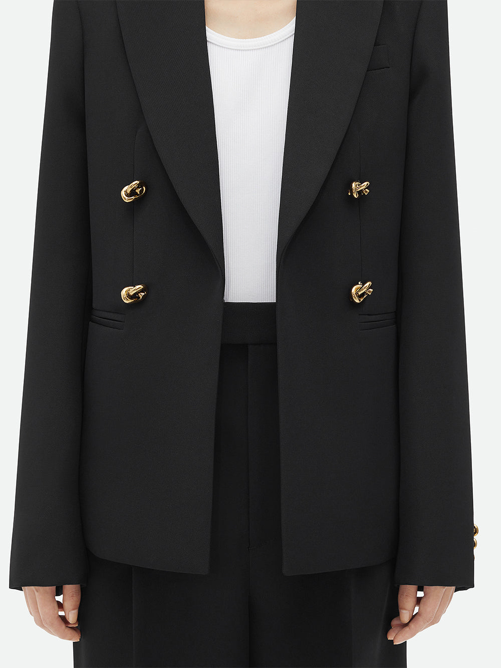 Wool Twill Jacket With Knot Buttons