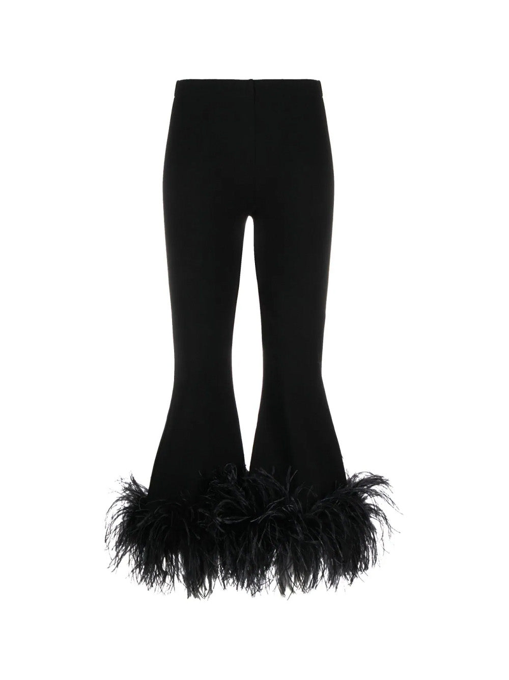 Feather-Trim Flared Trousers