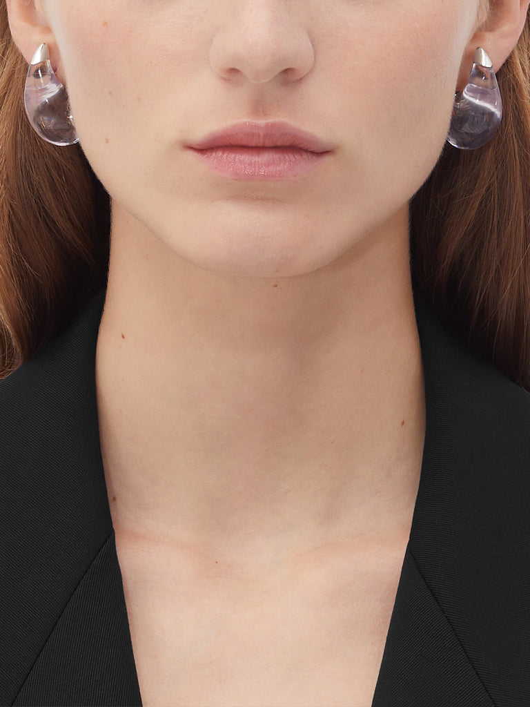 ピアス Bottega Veneta Transparent glass Turn earrings Turn earrings Bottega Veneta White in Glass - 30613423