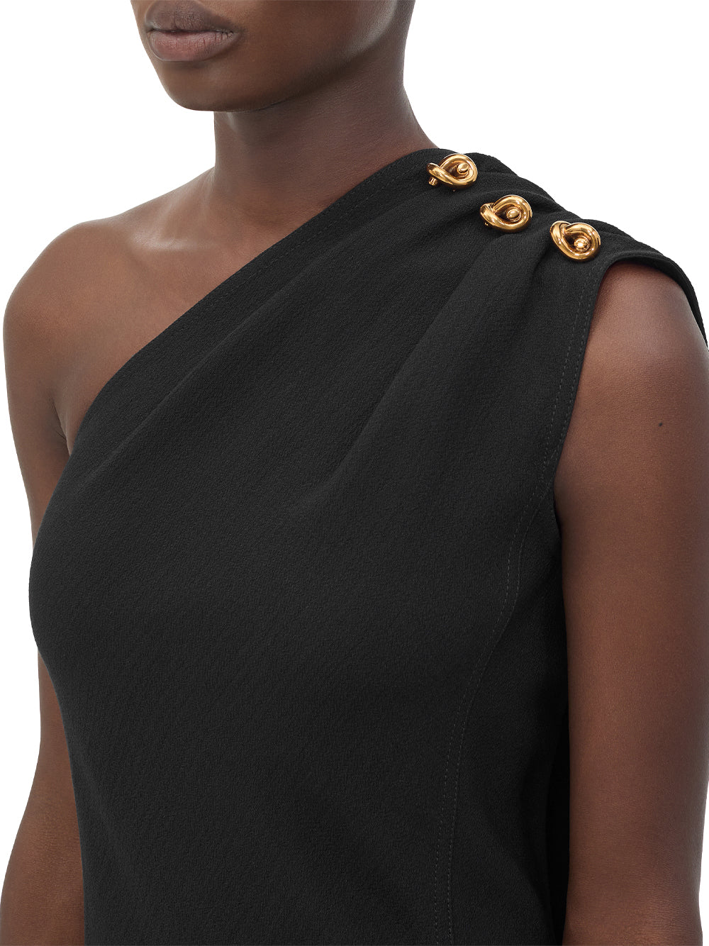 One-Shoulder Wool Viscose Crepe Midi Dress