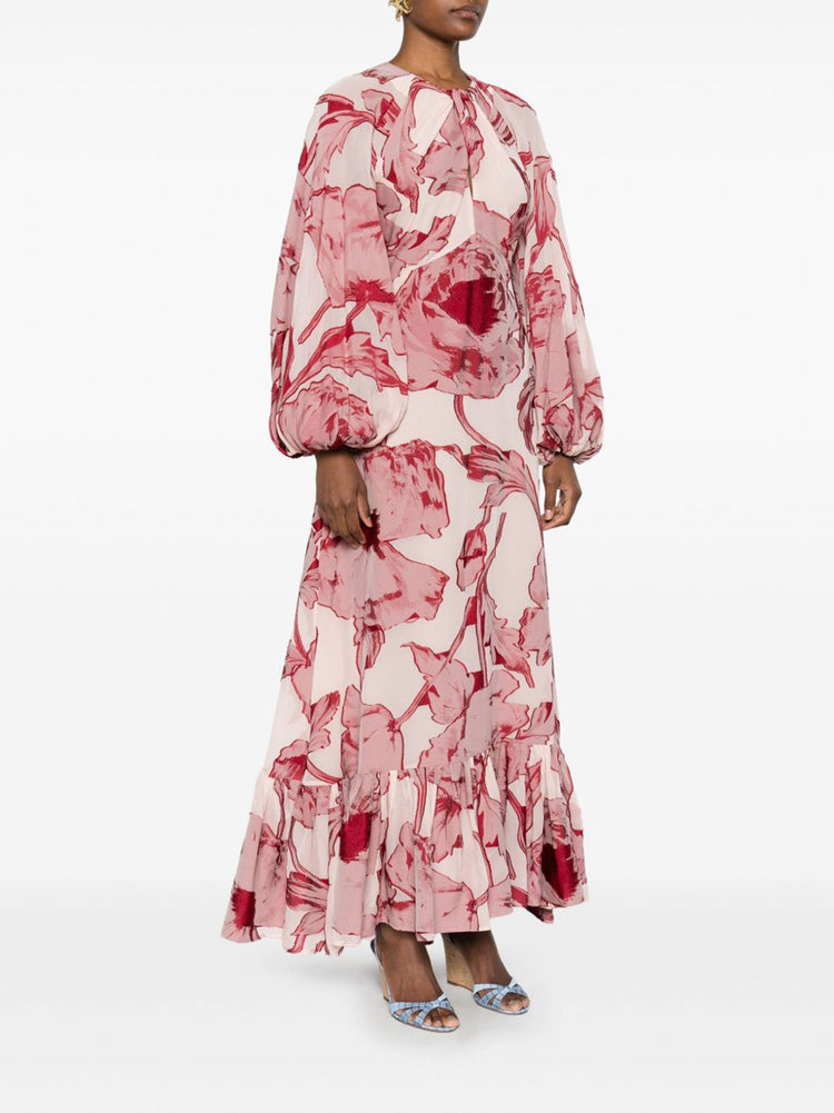 ★新品タグ付き★LE’RURE Docking big ribbon dress Halter neck flowy long dress with ribbon belt – Sofiq