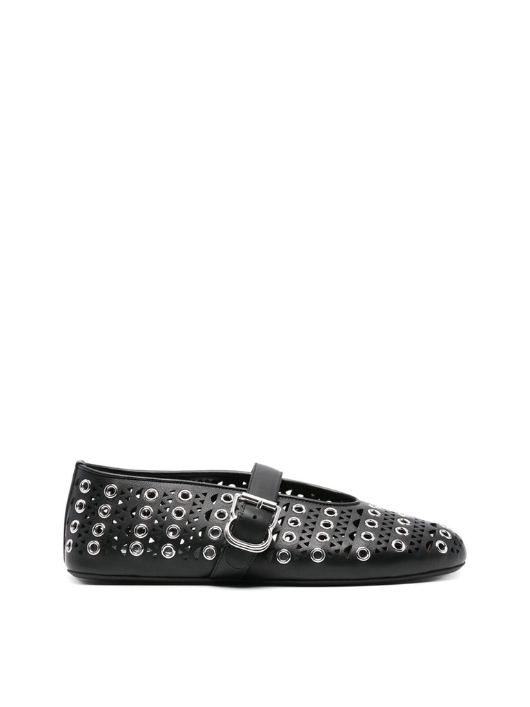 ALAÏA | Eyelet and Vienne Leather Ballet Flats – Kirna Zabête
