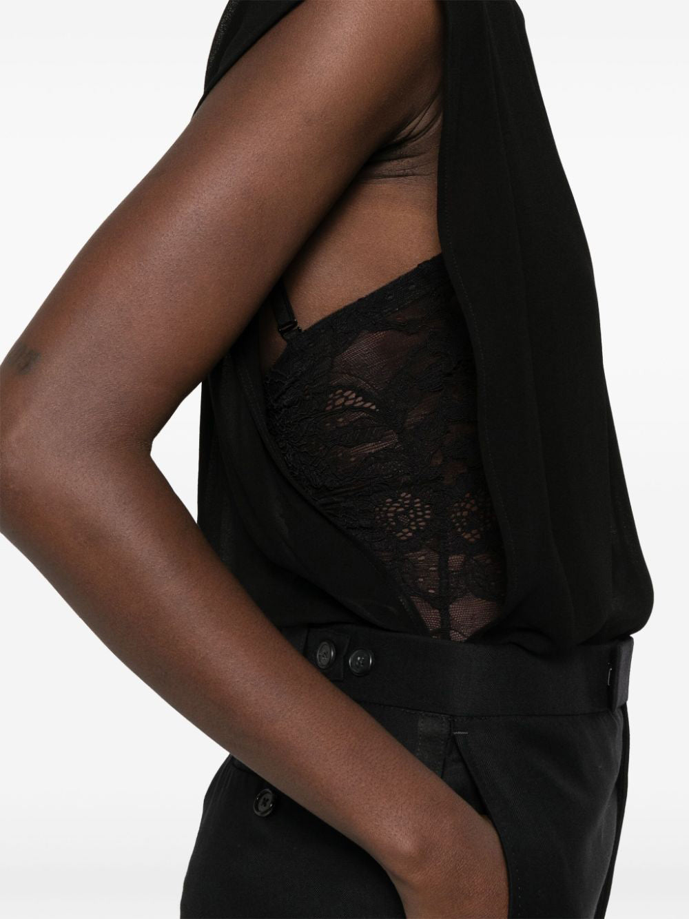 Layered Lace and Georgette Bodysuit