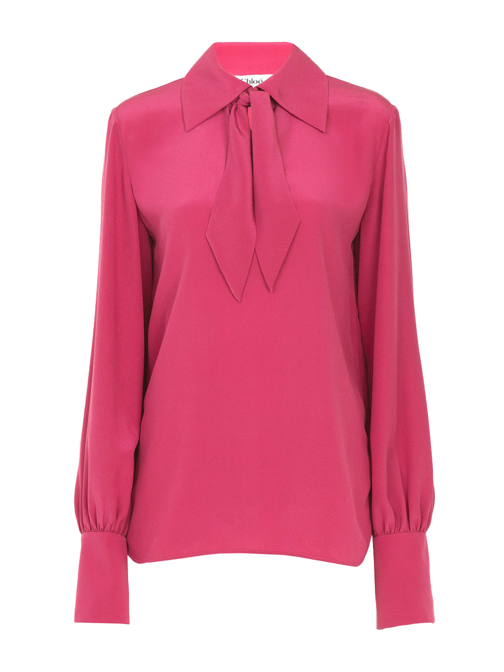 Crêpe de Chine Scarf-Tie Blouse