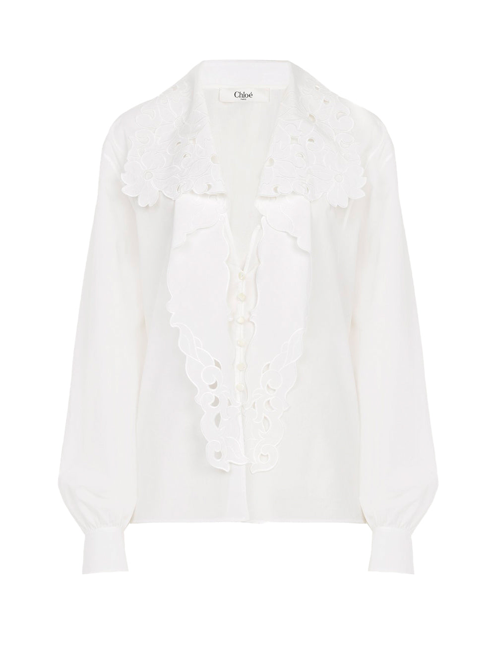 Cotton Poplin Embroidered Lavallière Shirt