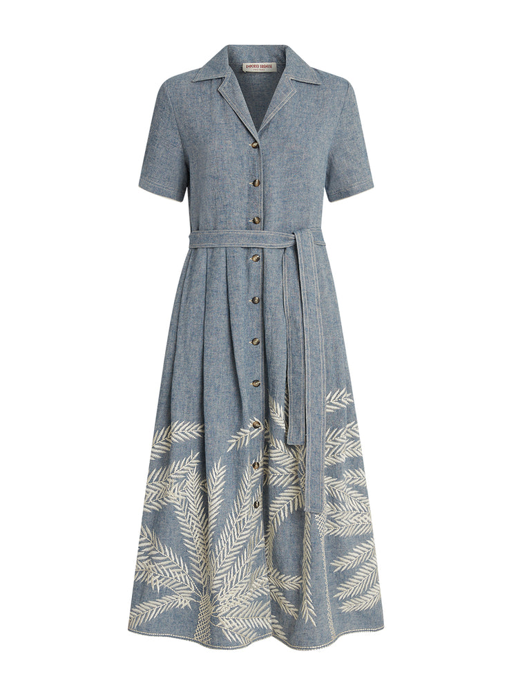 ATSUBRUNT LILY neru design kozara タン Emporio Sirenuse | Claudia Dress with Palm Embroidery