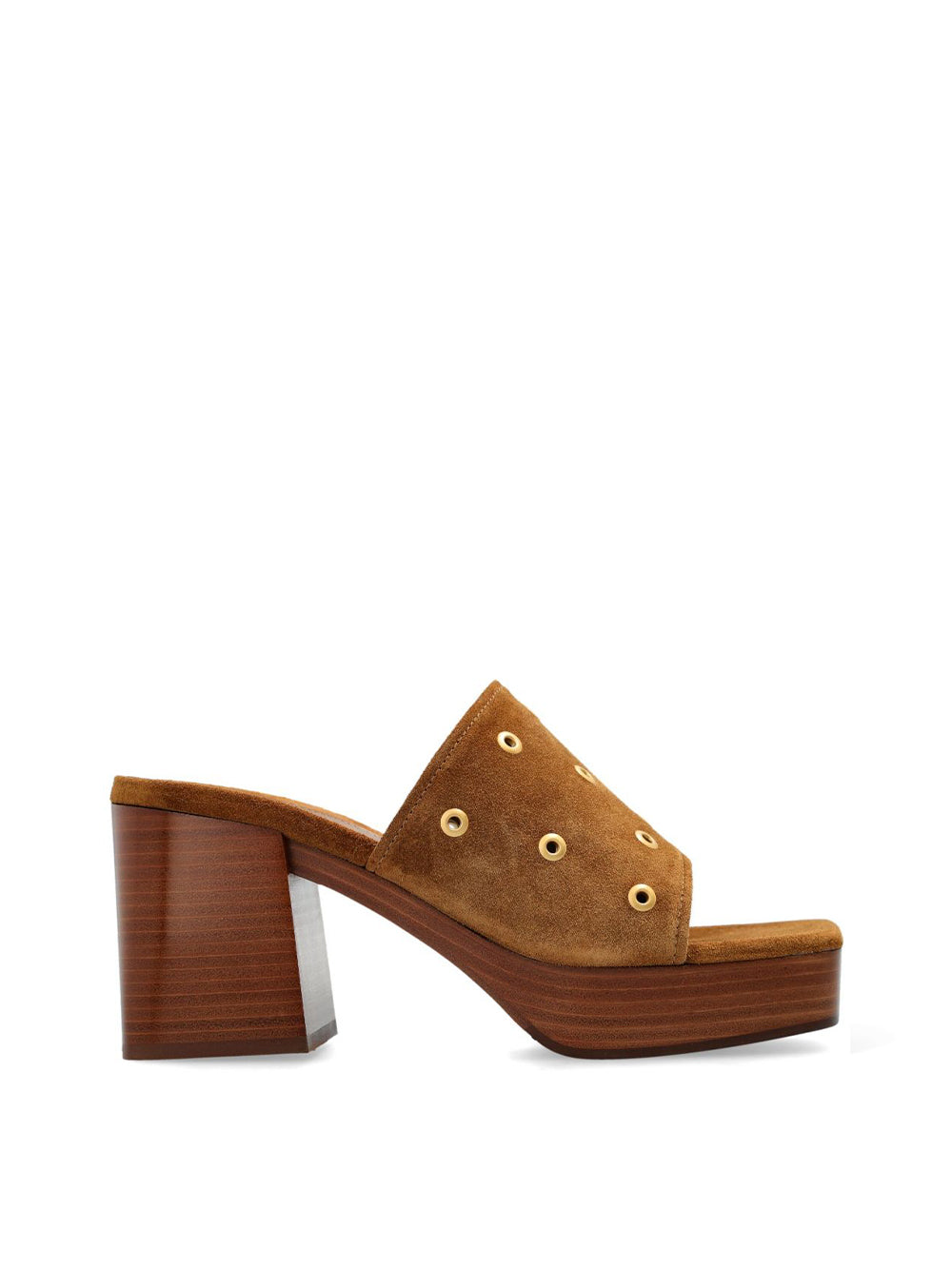 Suede Grommet Platform Mules