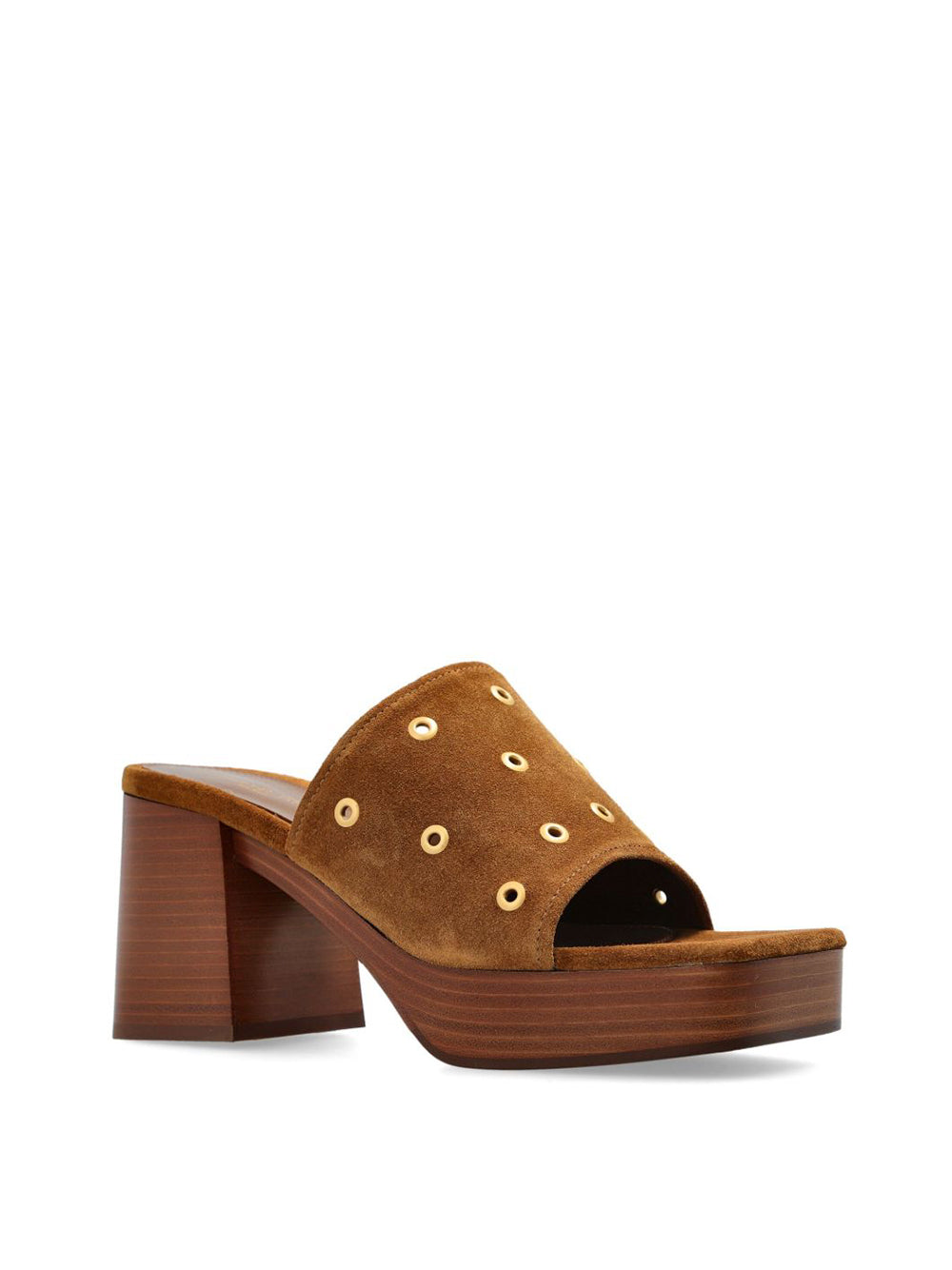 Suede Grommet Platform Mules