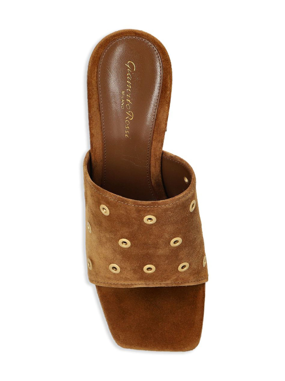 Suede Grommet Platform Mules