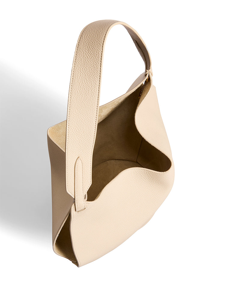 【KHAITE】Small Lotus Tote Small Lotus Tote in Black Pebbled Leather – KHAITE