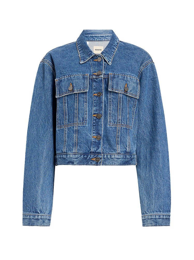 ジャケット KHAITE Woman Jacket Denim 1160908009 009 KHAITE Grizzo Denim Jacket | Blue | FARFETCH CA