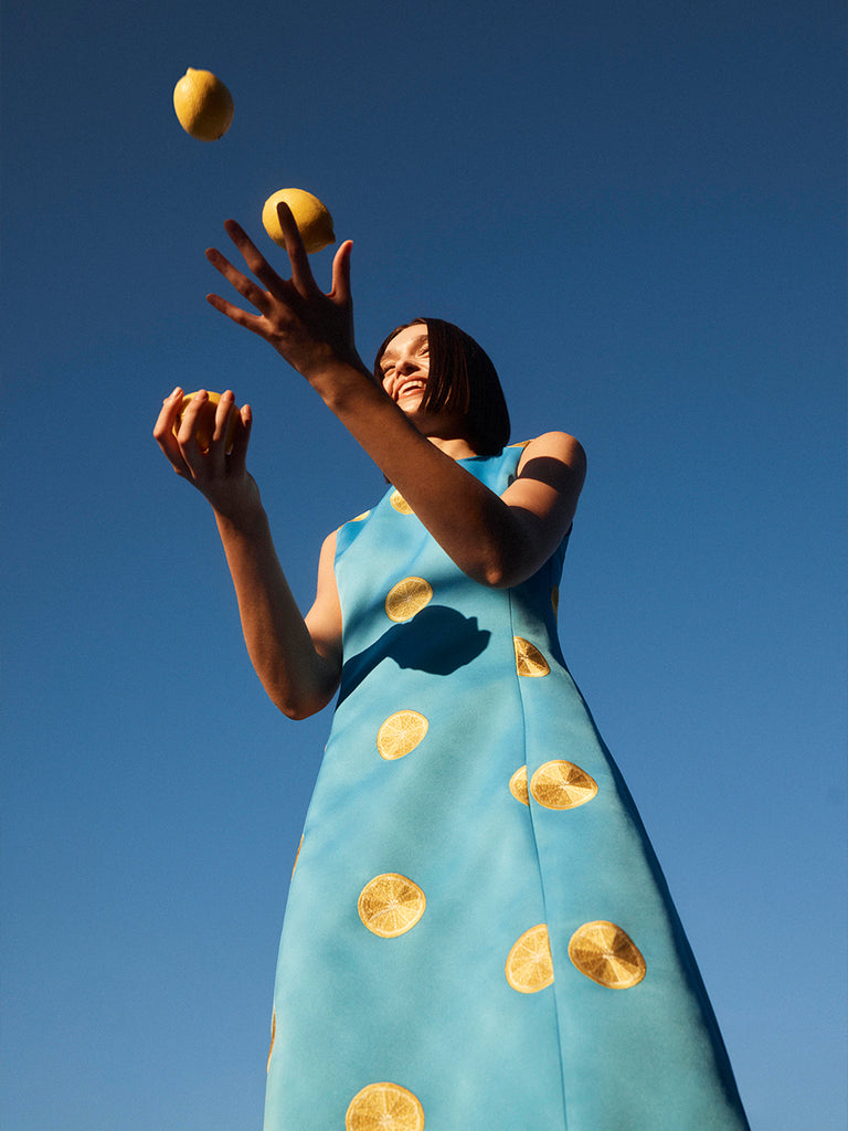 【Leo Lin】Cleo Printed Sleeveless Midi Dress Cleo Printed Sleeveless Midi Dress - Hydrangea in Tangerine