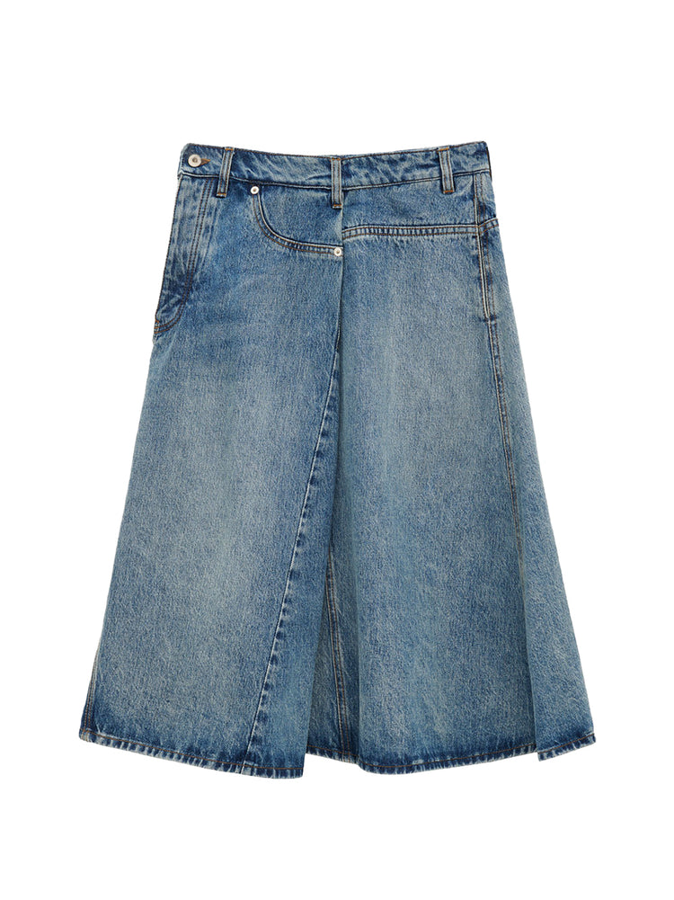 LOEWE Deconstructed denim midi skirt デニム ミディ スカート Deconstructed midi skirt in denim Blue - LOEWE