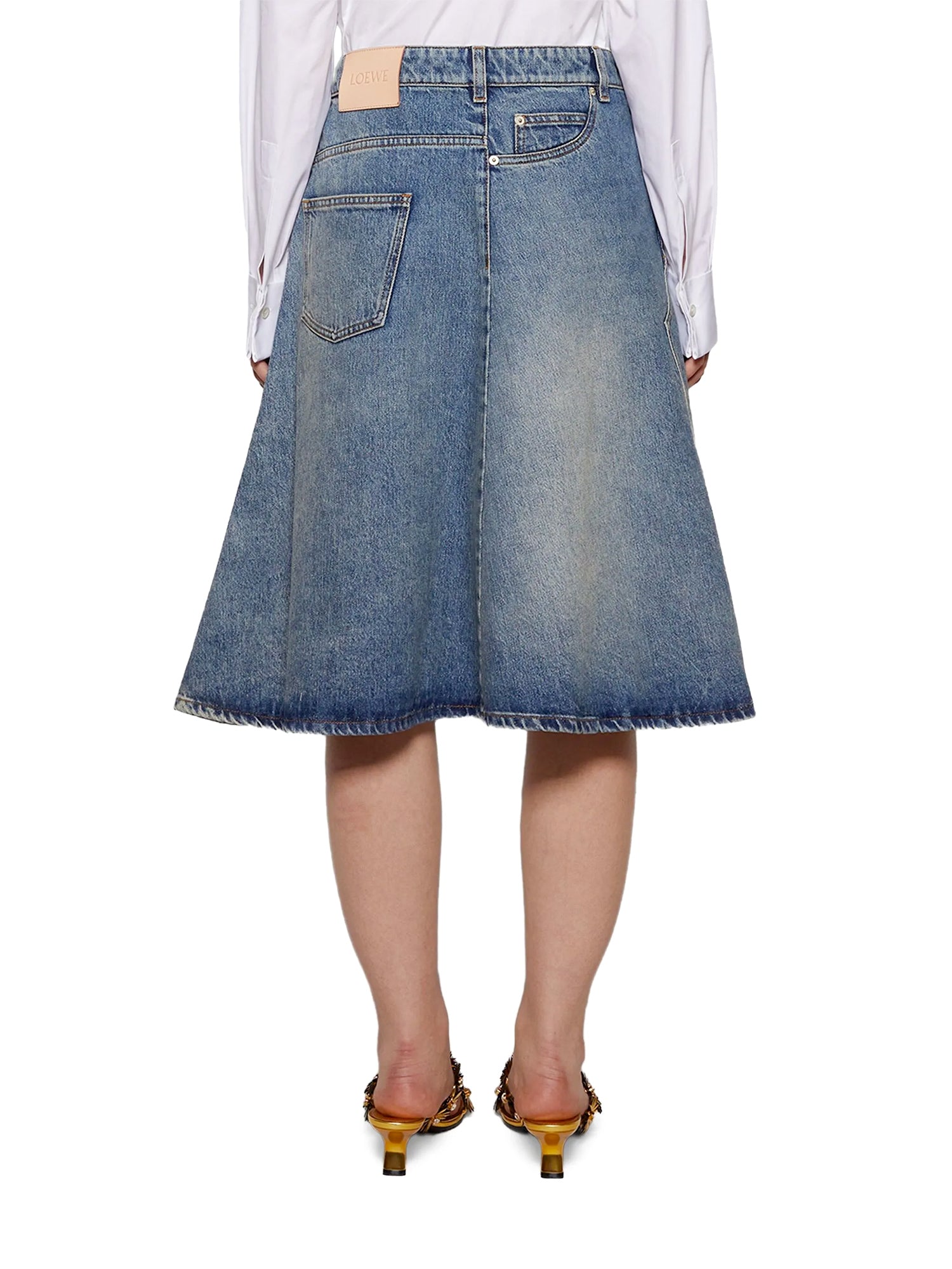Deconstructed Denim Midi Skirt