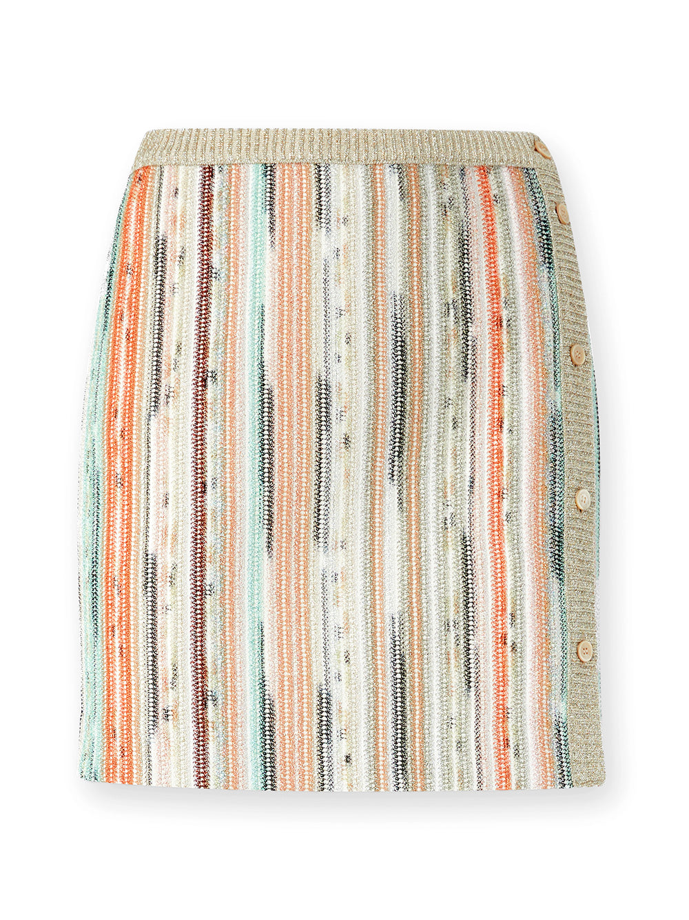Striped Buttoned Mini Skirt
