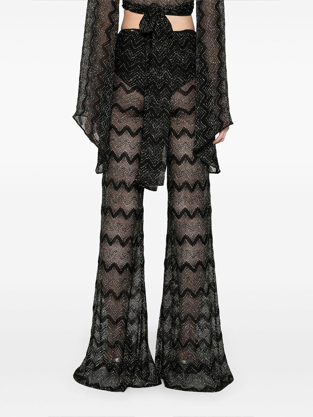 Sheer Zig Zag Lamé Pants