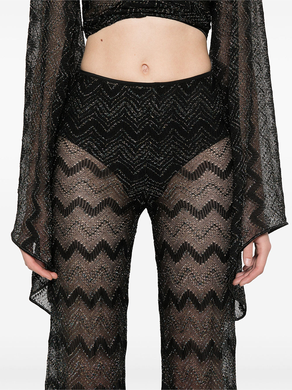 Sheer Zig Zag Lamé Pants