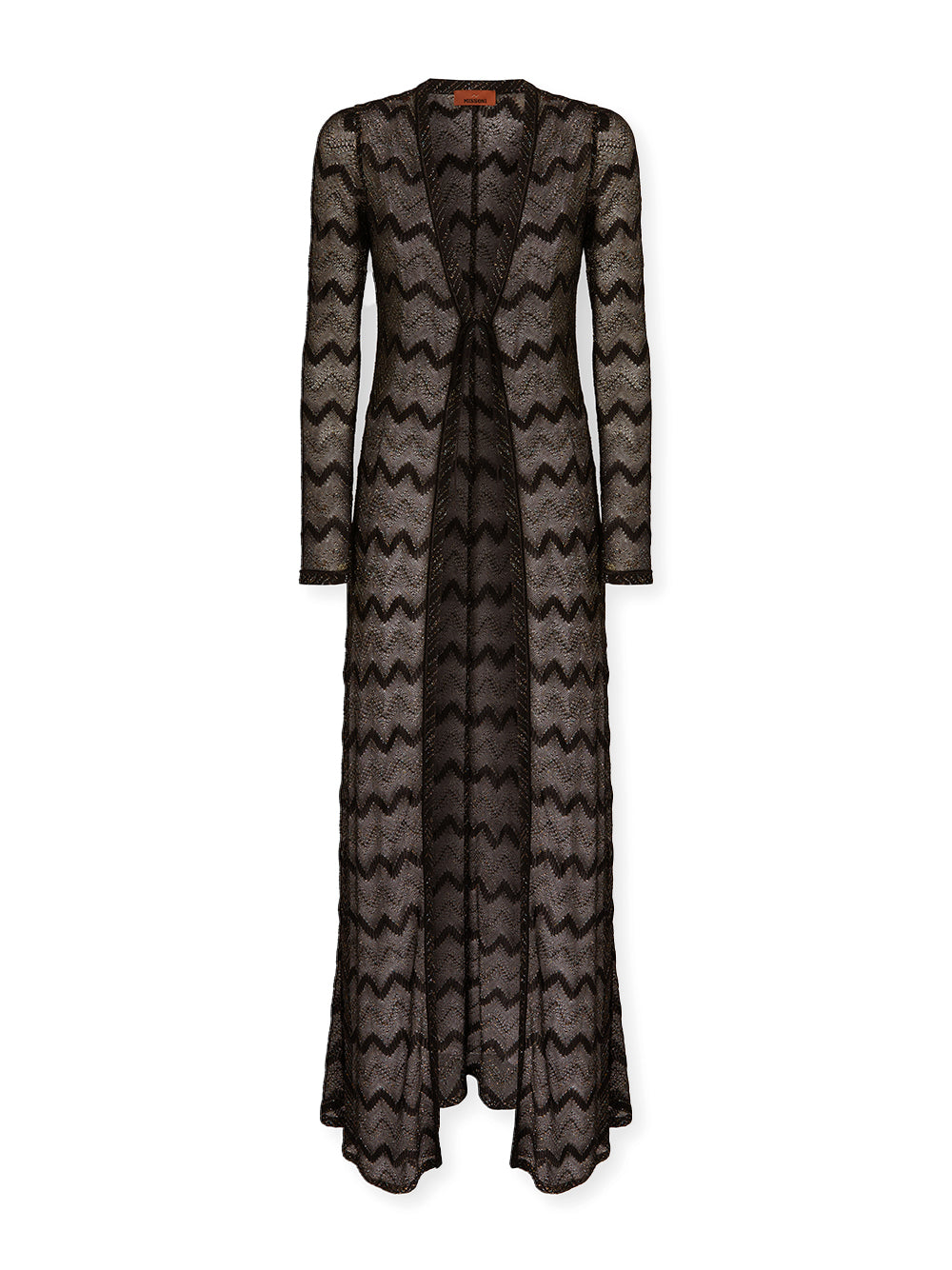 Sheer Zig Zag Lamé Long Cardigan