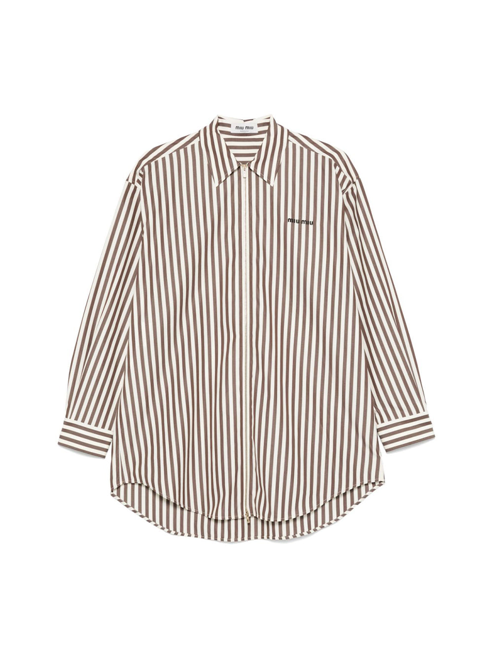 Miu Miu | Oversized Striped Zip-Up Poplin Shirt – Kirna Zabête